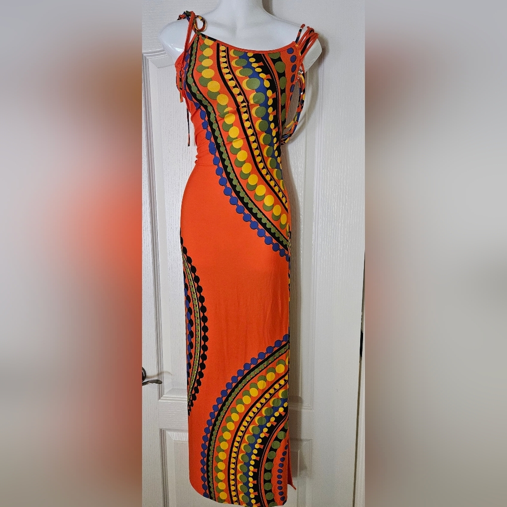 Venus off-shoulder colorful maxi dress